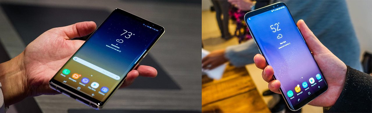 сравнение удобство смартфонов самсунг в руке на примере Samsung Galaxy j8 и Samsung Galaxy S8+, сравнение размеров